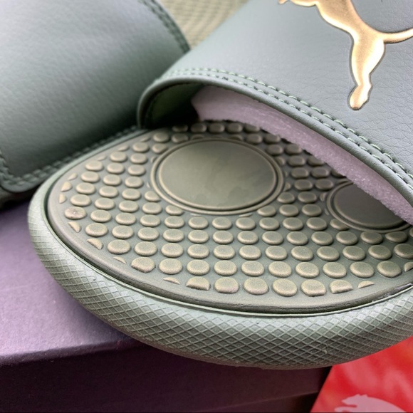 Puma Cool Cat Grass Green Women’s Slides - Picture 5 of 9